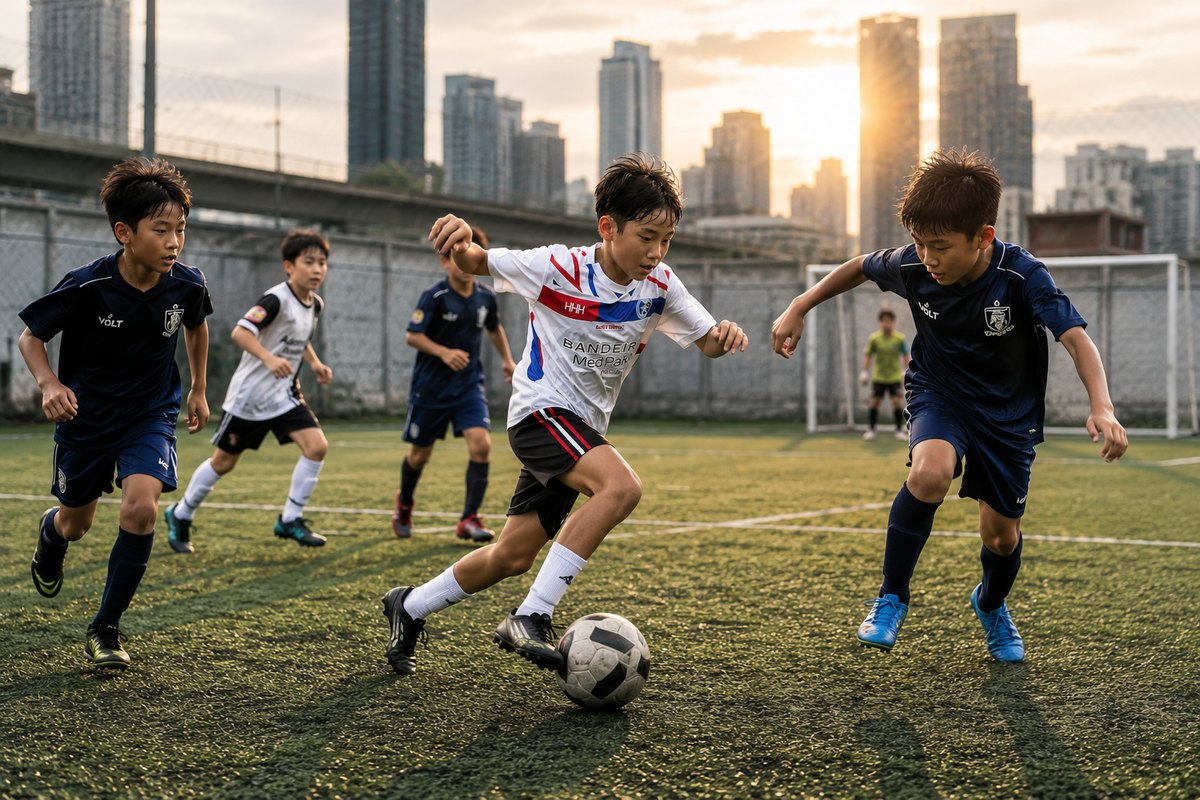 試合形式で競り合う子どもたち