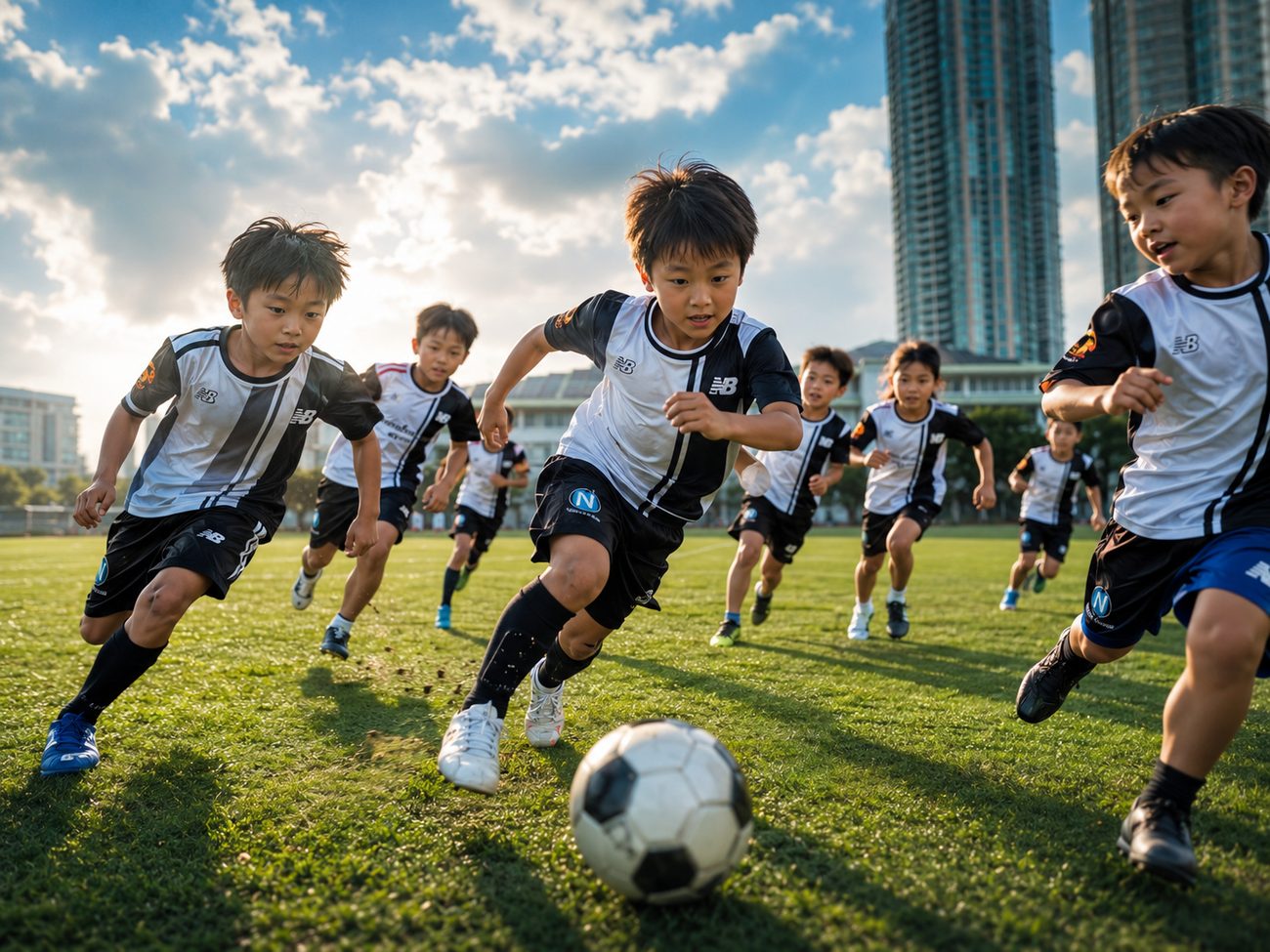 ボールを使ったトレーニングに取り組む選手たち