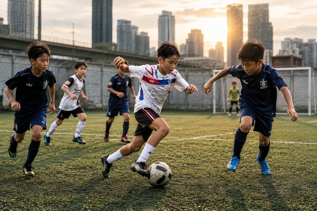 試合形式で競り合う選手たち