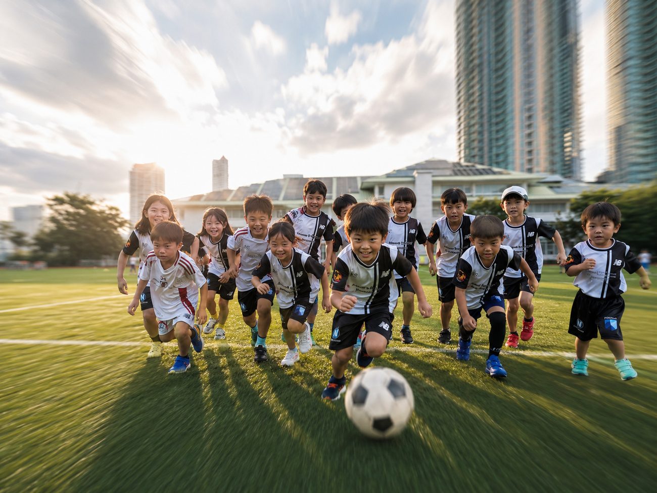 サッカーフィジカルクラスでトレーニングに取り組む選手たち