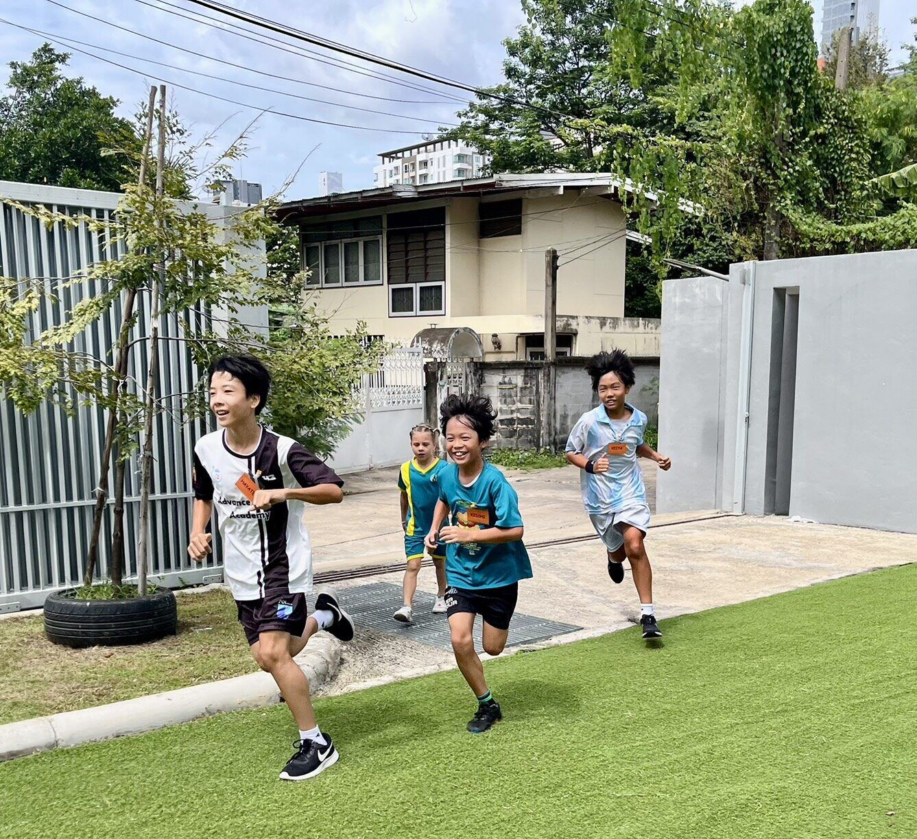 Children sprinting at full speed