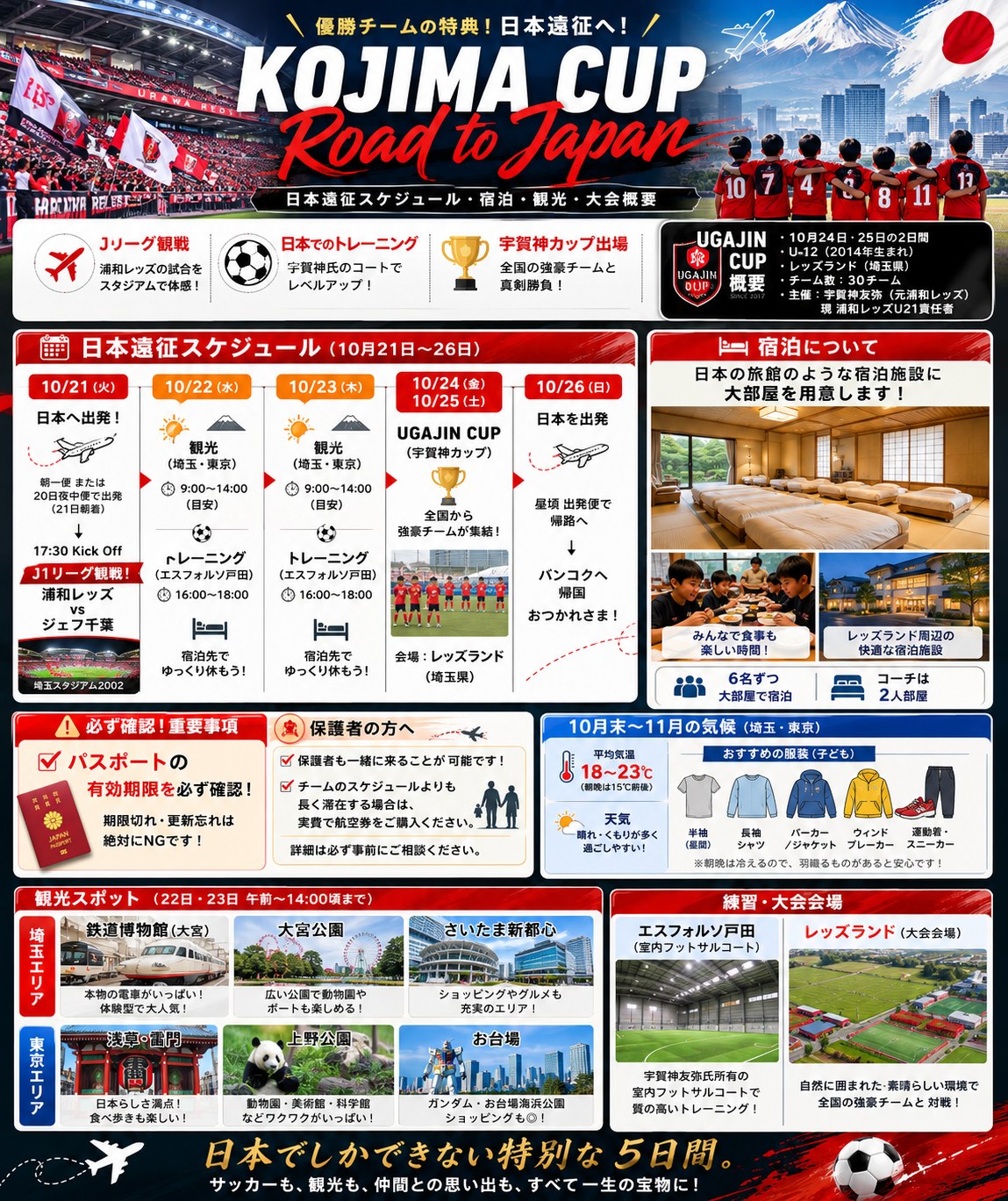 KOJIMA CUP Road to Japan 日本遠征スケジュール